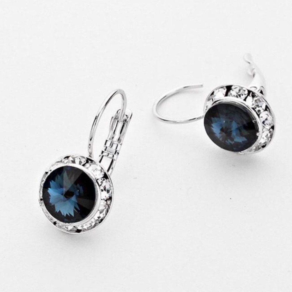 Dark Montana Blue Earrings with Swarovski Crystal
